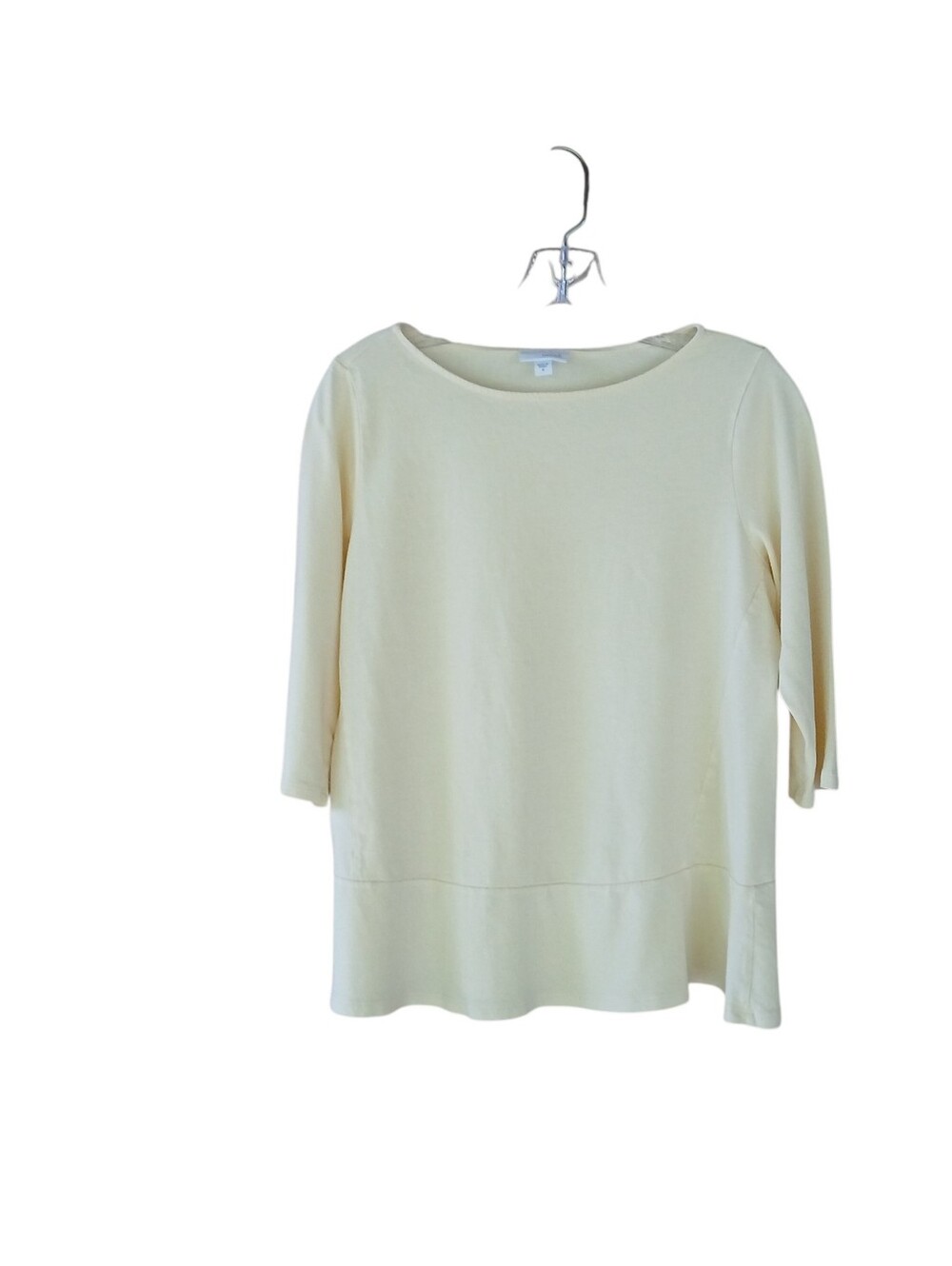 Pure Jill Yellow Crew Neck Elbow Sleeve Peplum Tee Shirt Small